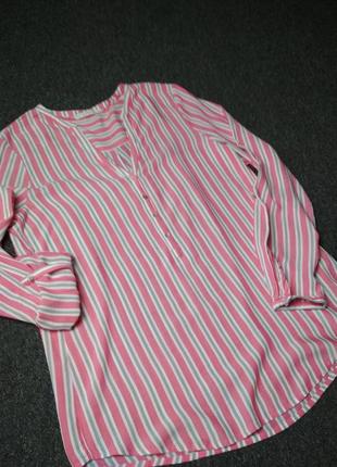 Стильная полосатая блуза рубашка, вискоза,esprit, р. 8-10