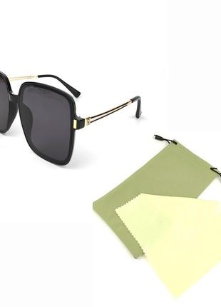 Солнцезащитные очки  «amsterdam» с черной роговой оправой и темно-серой линзой4 фото