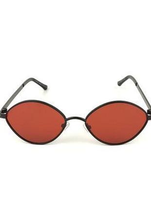 Солнцезащитные очки овальной формы «bonny» с черной металической оправой и ярко-красной линзой2 фото