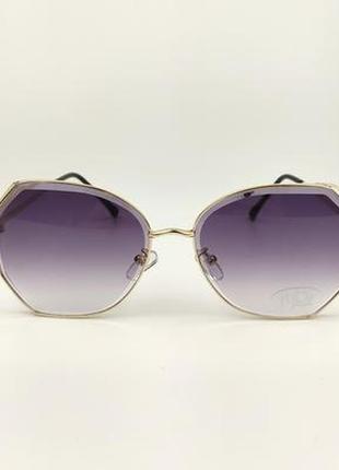 Сонцезахисні окуляри flyby «strong» із золотою металевою оправою й градієнтною фіолетово-білою лінзою2 фото