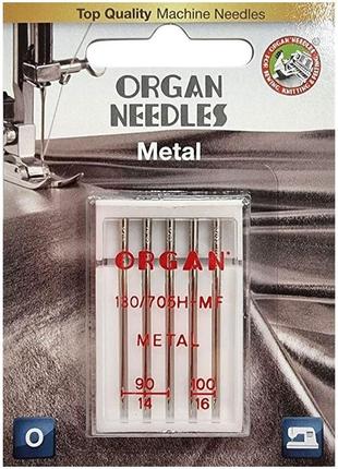 Голки швейні для металізованих ниток organ metal №90/100 для побутових швейних машин блістерна упаковка 5 штук