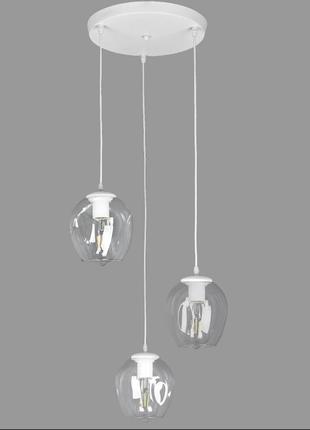 Біла підвісна люстра на 3 молекули (56-pr0231f-3 wh+cl)