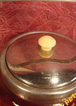 Антикварная сахарница металл цветное стекло ссср №8573 фото
