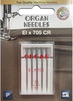 Иглы швейные хромированные organ el×705 cr №80 для оверлока, распошивалки блистерная упаковка 5 штук