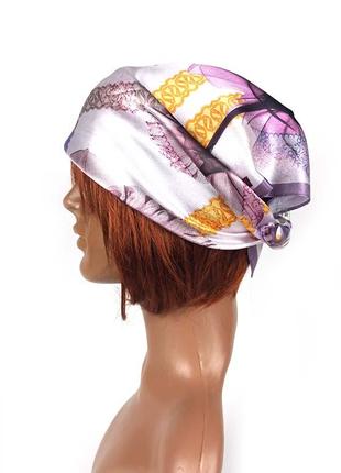 Маленький шелковый платок 53*53 100% шелк натуральный с цветами сиреневый фиолетовый новый7 фото