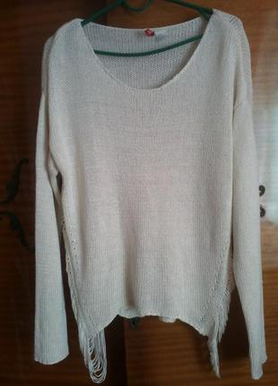 Ассиметричный свитер с бахромой h&m