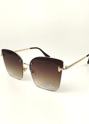 Солнцезащитные очки flyby «kitty.light» с коричневой металической оправой и градиентной коричневой линзой2 фото