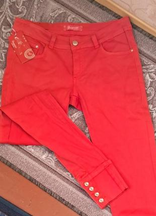 Стильные женские джинсы, джинсы с пуговицами, штаны коттоновые, коралловые джинсы2 фото