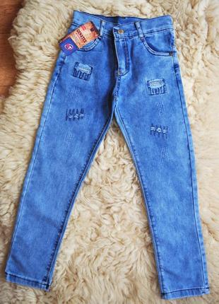 Модні джинси, туреччина, бавовна, від 6 до 12 років, рвані, вишивка