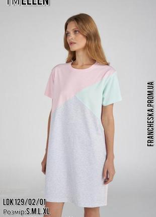 Хлопковая удлиненная женская ночная сорочка  тм ellen (размер s, m)1 фото