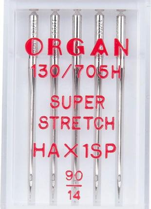 Голки швейні для стрейча, лайкри organ super stretch №90 пластиковий бокс 5 штук для побутових швейних машин1 фото