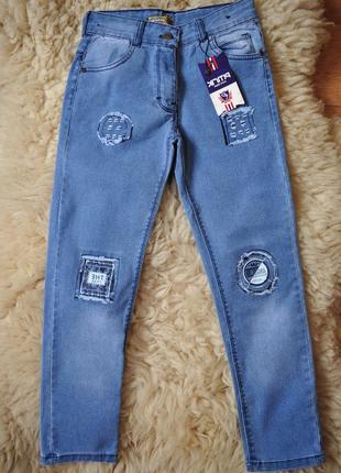 Модні джинси з аплікацією, нашивками, від 6 до 12 років, туреччина