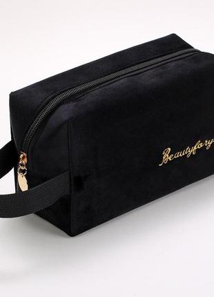 Вмістка велюрова косметичка. чорна