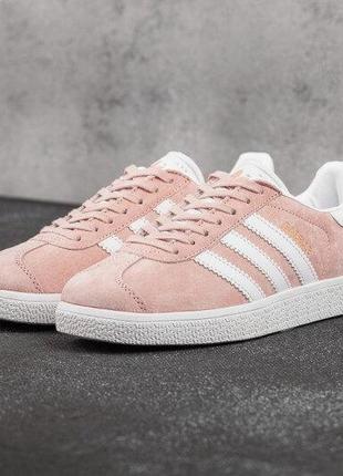 Женские кроссовки adidas gazelle vapour pink white (адидас газели розовые 39,2 фото