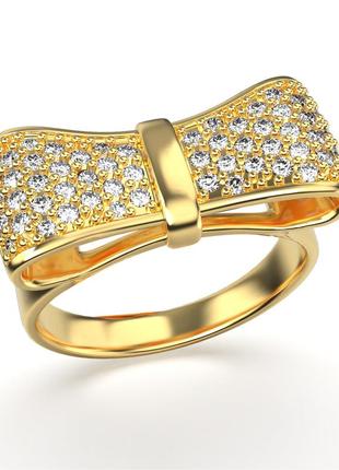Золоте кільце бантик з діамантами 0,50 карат. жовте золото
