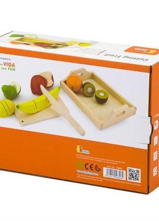 Іграшкові продукти viga toys нарізані фрукти з дерева (58806)4 фото