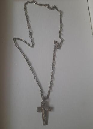 Серебряная цепочка с крестом
