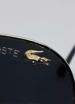 Окуляри в стилі lacoste чоловічі сонцезахисні окуляри каплі чорні поляризовані в сріблястому металі на флексах9 фото