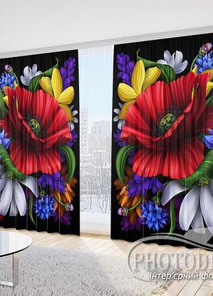 3d фотоштори «маки з квітами» на замовлення, 1 м²