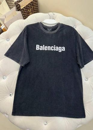 Футболка в стиле balenciaga вываренный футер графит удлиненная