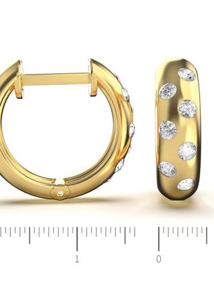 Золоті сережки кільця з діамантами 0,28 карат. жовте золото3 фото