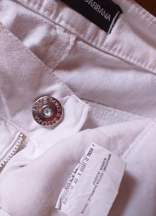 Dolce & gabbana оригінал білосніжні ошатні коттонові бриджы зі стразами8 фото