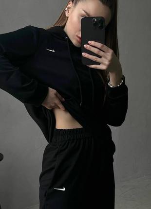 Жіночий костюм класичний спортивний спорт повсякденний зручний якісний штани штанішки і + кофта чорний5 фото