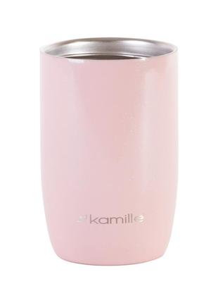 Термокухоль kamille рожевий 300ml з неіржавкої сталі km-20486 фото
