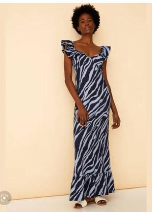 Длинное платье сарафан синяя зебра2 фото