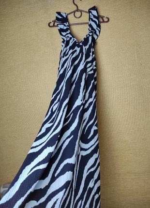 Длинное платье сарафан синяя зебра6 фото