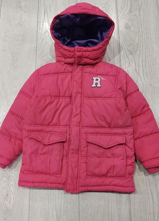 Теплющая зимняя куртка h&m малинового цвета 5-7 лет6 фото
