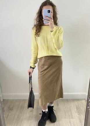 Коричневая юбка-миди под замш от m&s