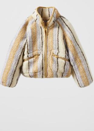 Полосатая куртка из искусственной овчины zara 120см