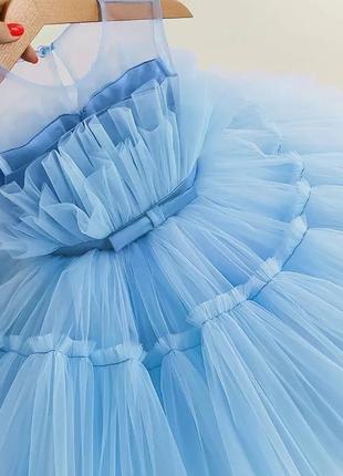 Красивое голубое детское пышное платье для девочки праздничное на 1 год рочек 12м на дент рождения праздник10 фото