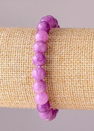 Браслет тонированный кварц под аметист резинке гладкий шарик d-10мм обхват 18см