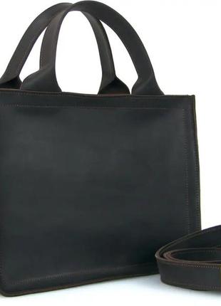 Женская кожаная офисная сумка для документов формата а4 из натуральной кожи на плечо с ручками коричневая