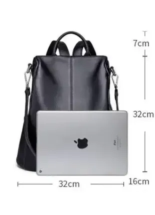 Жіночий рюкзак шкіряний сумка-трансформер, сумка-рюкзак жіночий із натуральної шкіри чорний5 фото