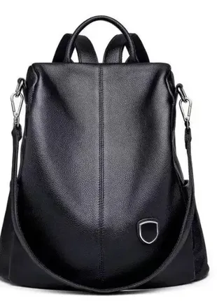 Жіночий рюкзак шкіряний сумка-трансформер, сумка-рюкзак жіночий із натуральної шкіри чорний8 фото