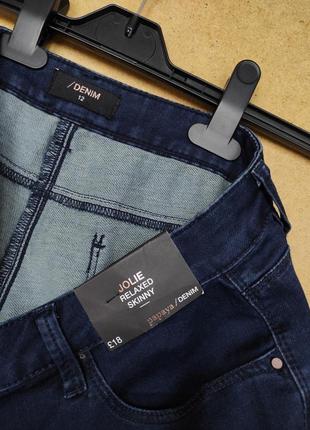 Мягкие трикотажные джинсы скинни skinny стрейтч высокая посадка индиго matalan6 фото