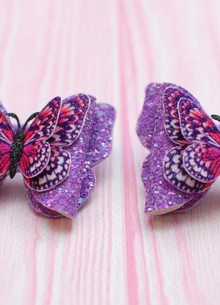 Фіолетові банти бантики з метеликами