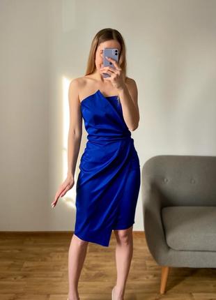 Вечірня синя сукня бюстьє