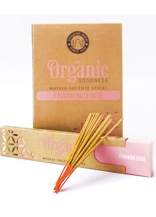 Ароматические палочки ладан (frankincense) organic goodness masala 15 грамм масальные благовония