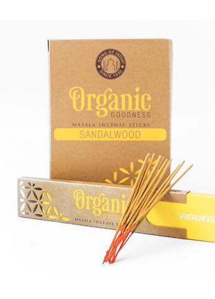 Ароматические палочки сандал (sandalwood) organic goodness masala 15 грамм масальные благовония