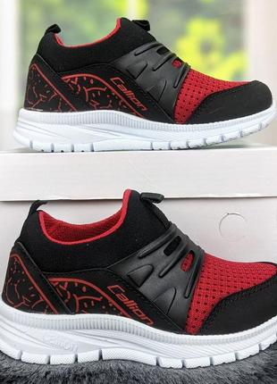 Кроссовки детские для мальчика callion текстильные красные с черным на пенковой подошве