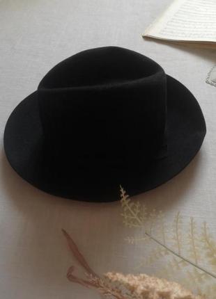 Чёрная имиджевая шляпа tonak, федора, фетровая, шерстяная, 56 размер, унисекс,2 фото