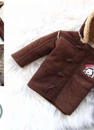 Демисезонная куртка пальто дубленка с капюшоном koala baby1 фото
