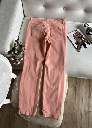 Персиковые джинсы с высокой посадкой8 фото