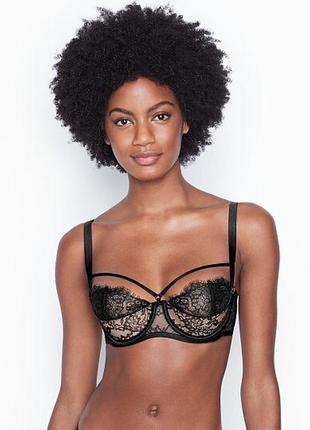 Мереживний бюстгальтер балконет victorias secret з портупеєю
