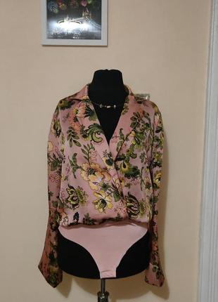 Блуза боди стильная тренд цветочный принт3 фото