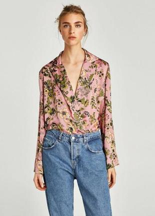 Блуза боди стильная тренд цветочный принт